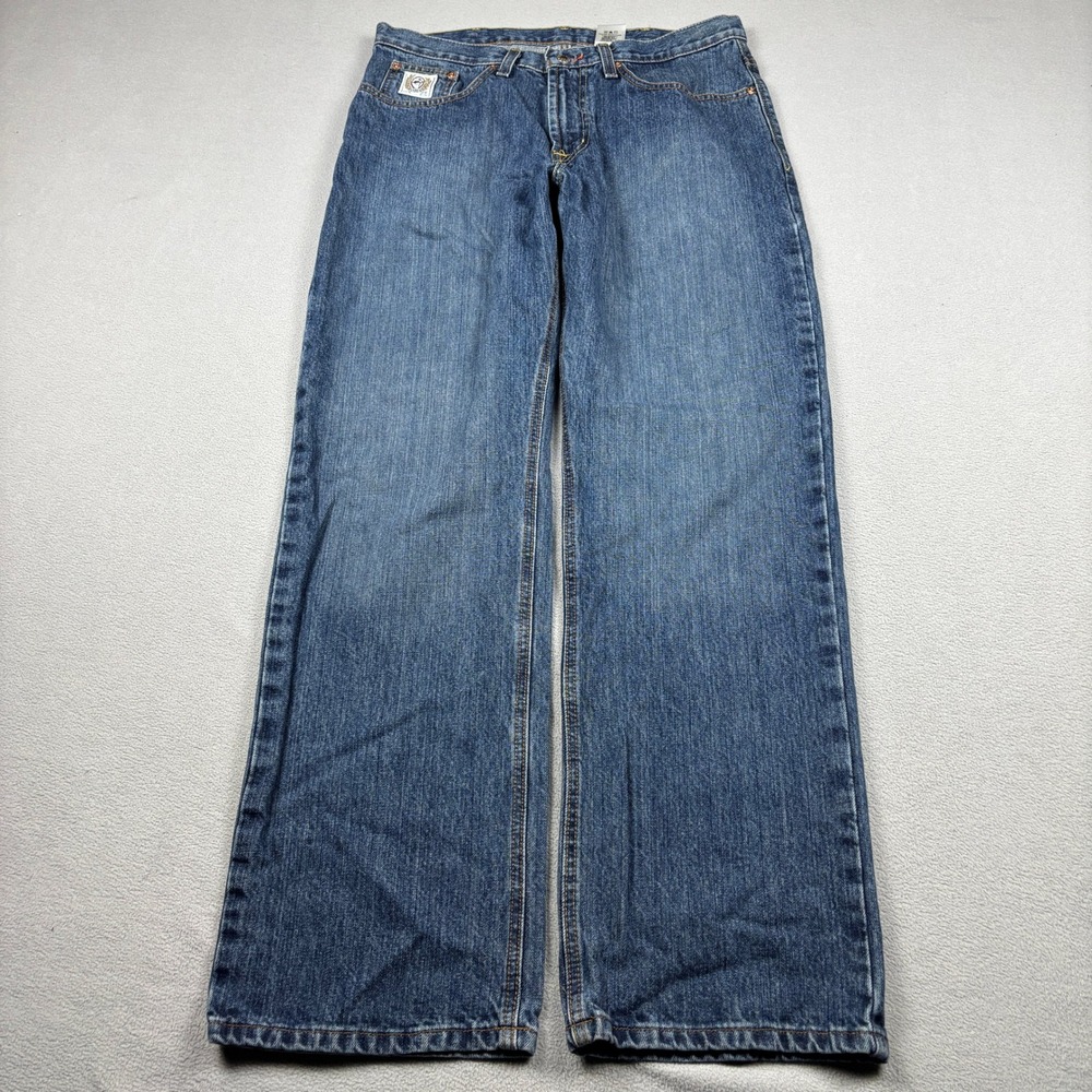 Cinch Locker Stock Mens Medium Wash Straight Leg Denim Jeans 34x32 Western
